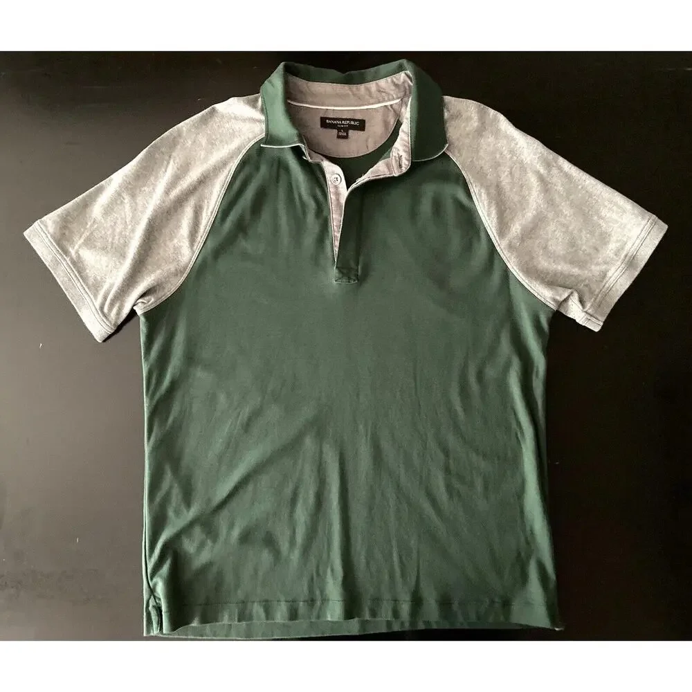 BANANA REPUBLIC Slim Fit Green/Grey Polo Mens sz L